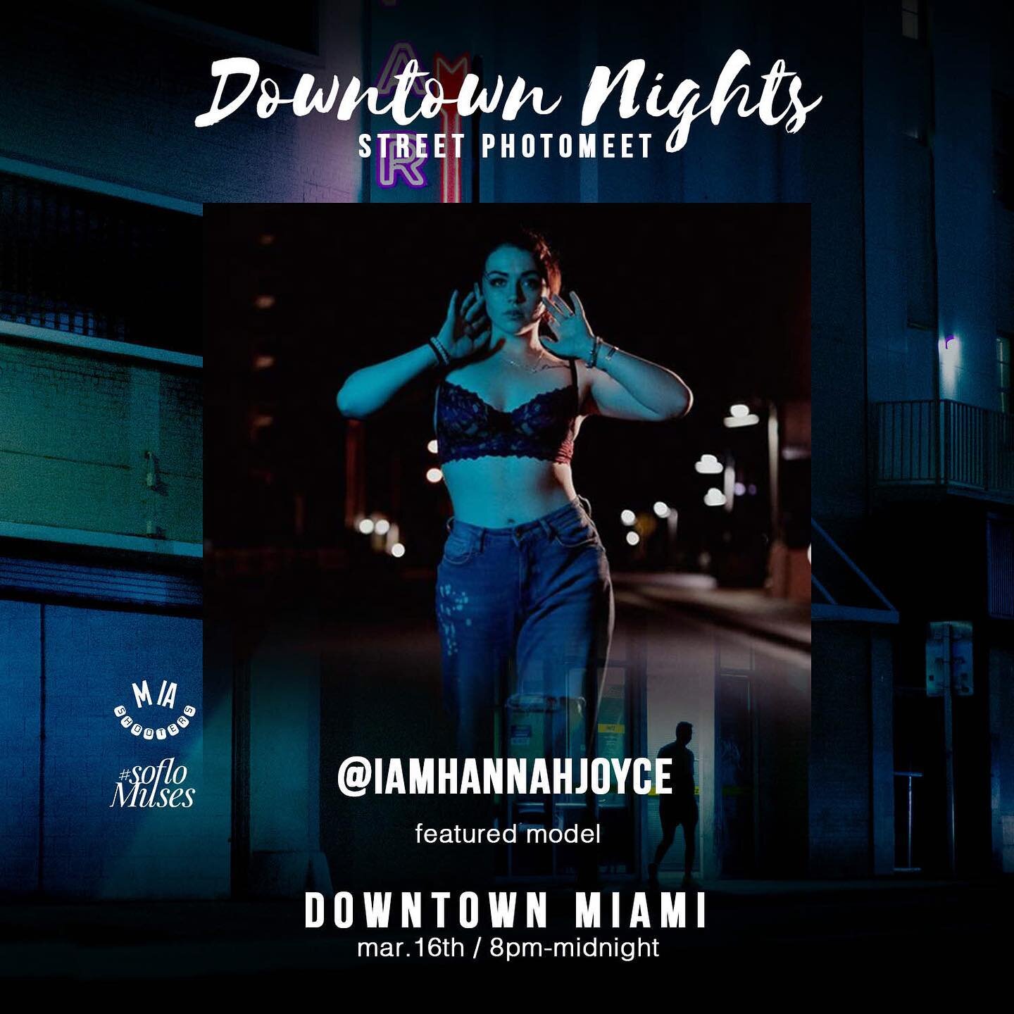 📸TONIGHT! Cinematic night vibes&hellip; #linkinbio
.
Theme: cinematic, moody, mysterious 
.
Photogs: bring RGB lights, ambient lights
.
Models: bring jackets/coats, shades (ask me for mood board link)
.
.
.
#downtownnights #downtownnightsmia #soflom