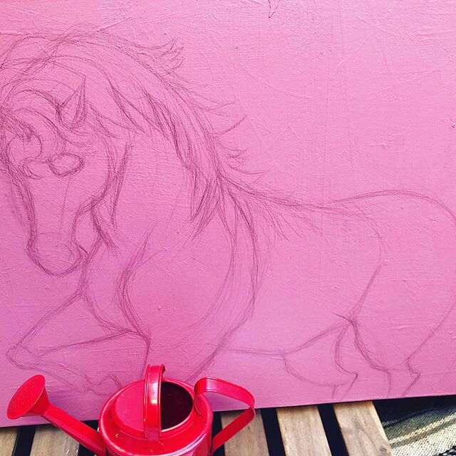 My daughter luuuvs Unicorns, we&rsquo;re starting a painting for her room with this sketch I did. My little one even told us that she was a Unicorn in a past life, lol 🦄