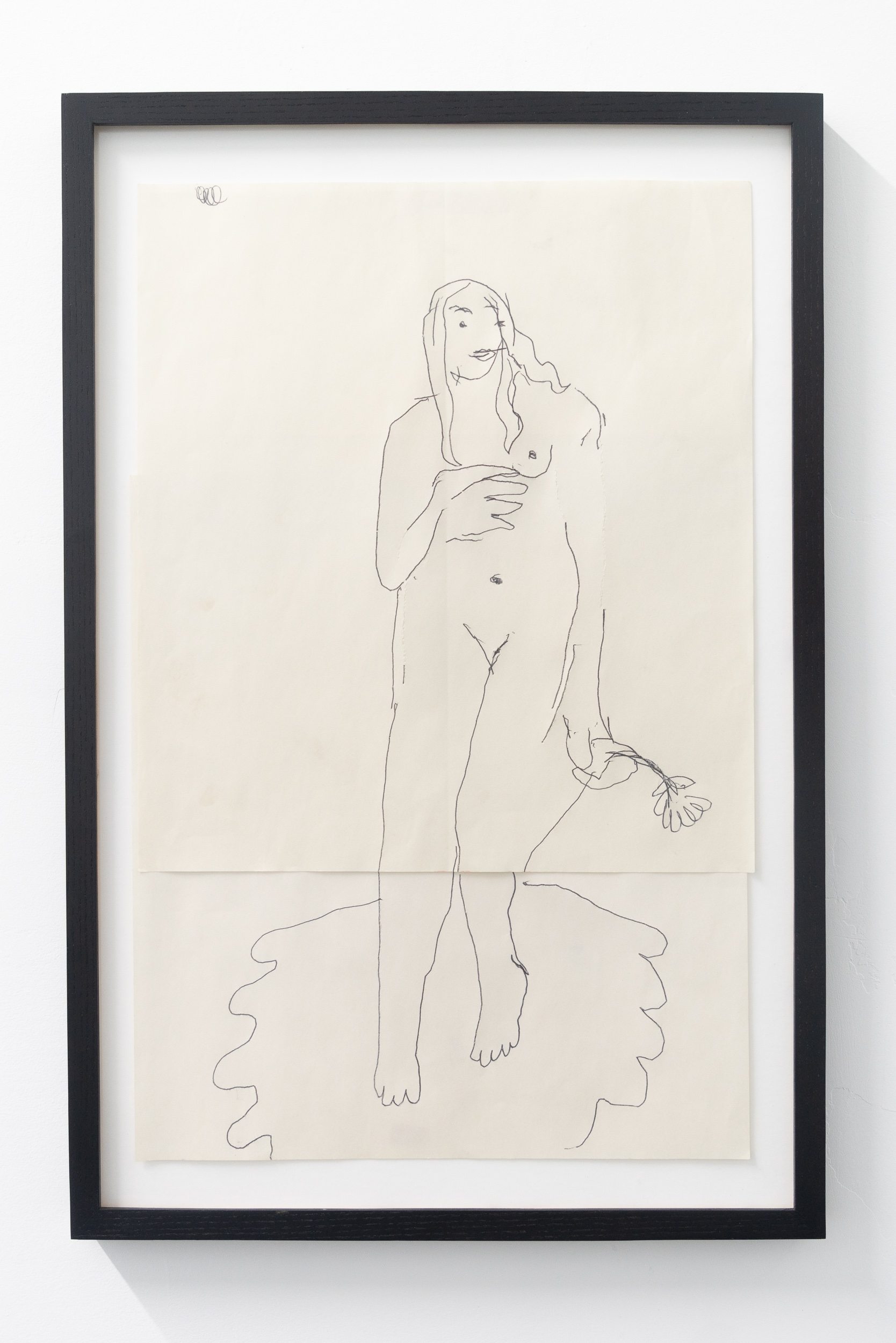  Emilie Gossiaux,  Venus , 2018, ink on newsprint, 26 1/2 x 17 1/2 inches 