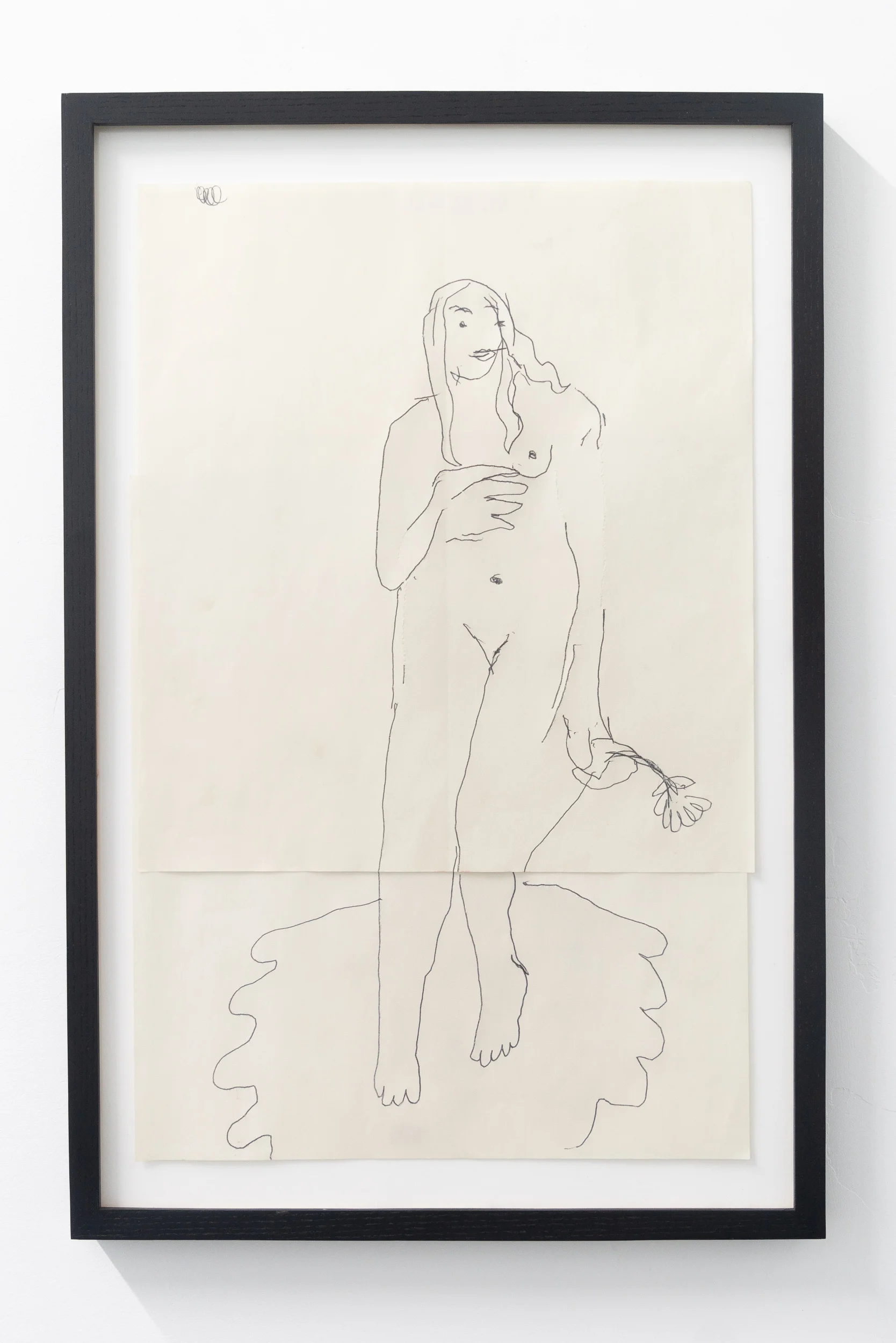 Emilie Gossiaux, Venus , 2018, ink on newsprint, 26 1/2 x 17 1/2 inches