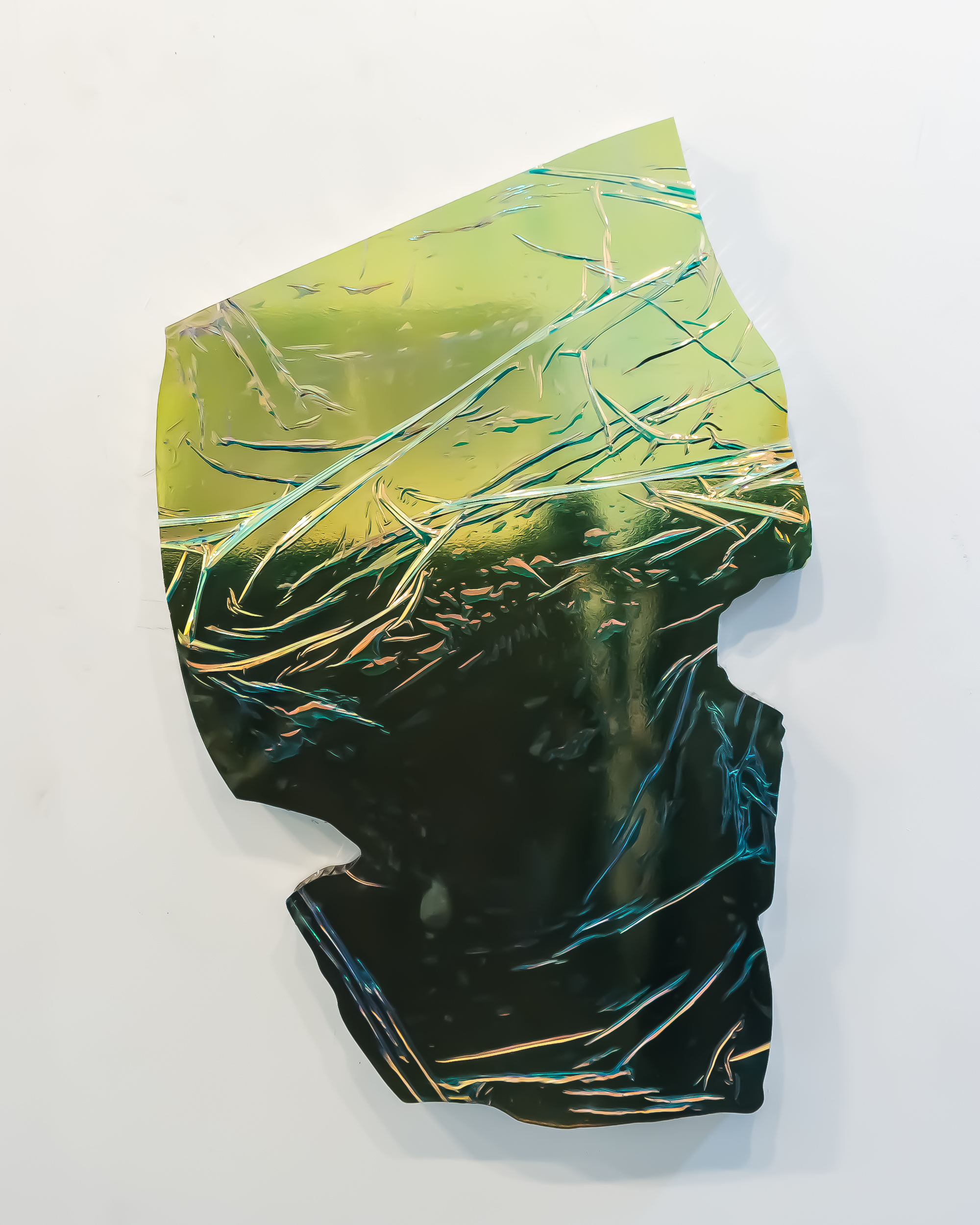  Carol Peligian,  Borderland REM II , 2017, aluminum, paint, film, pigment and urethane, 36 x 25 x 2 inches 
