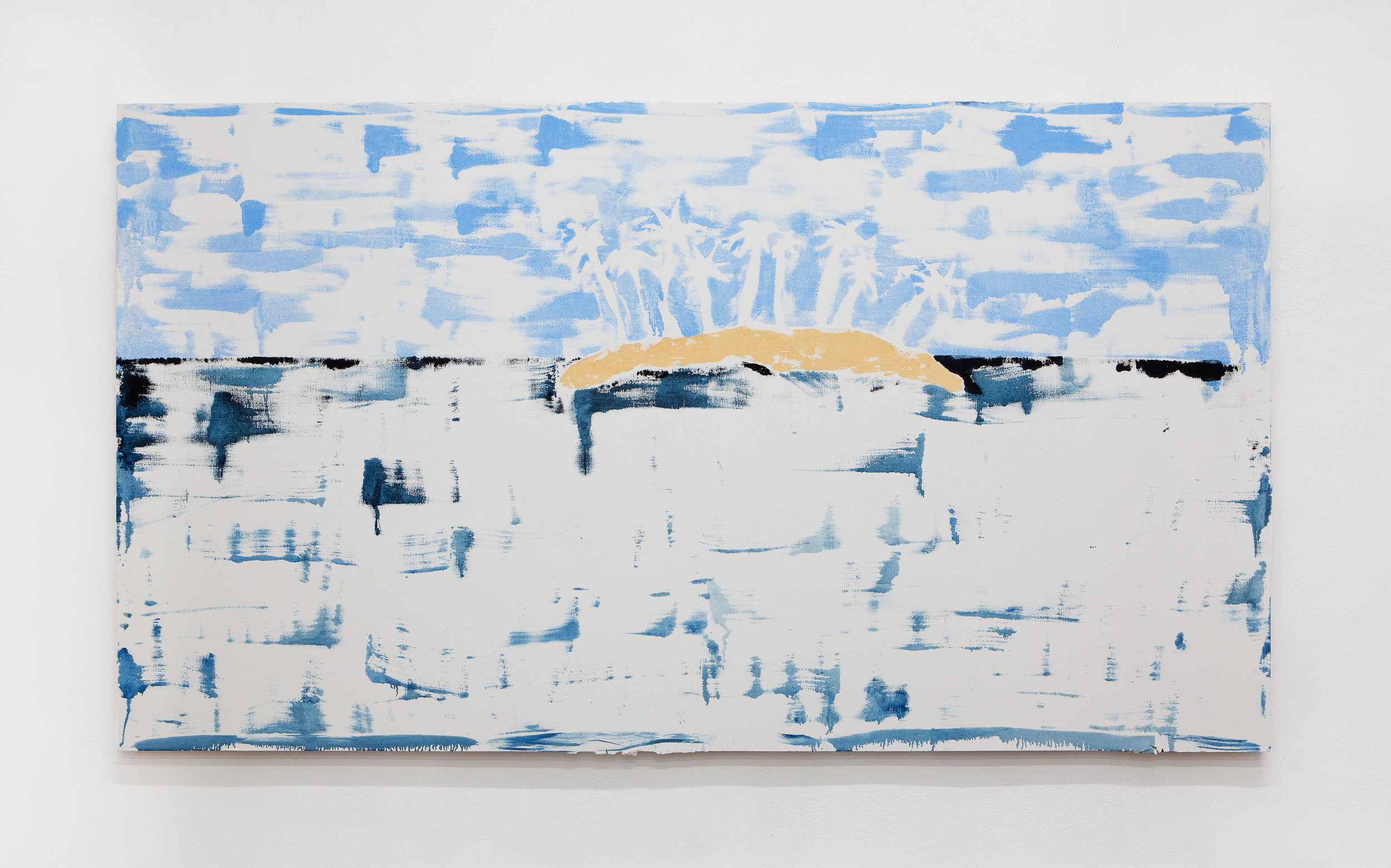  Emilie Gossiaux,  Island After Image , 2018, oil paint on gypsum, 60 x 108 inches 
