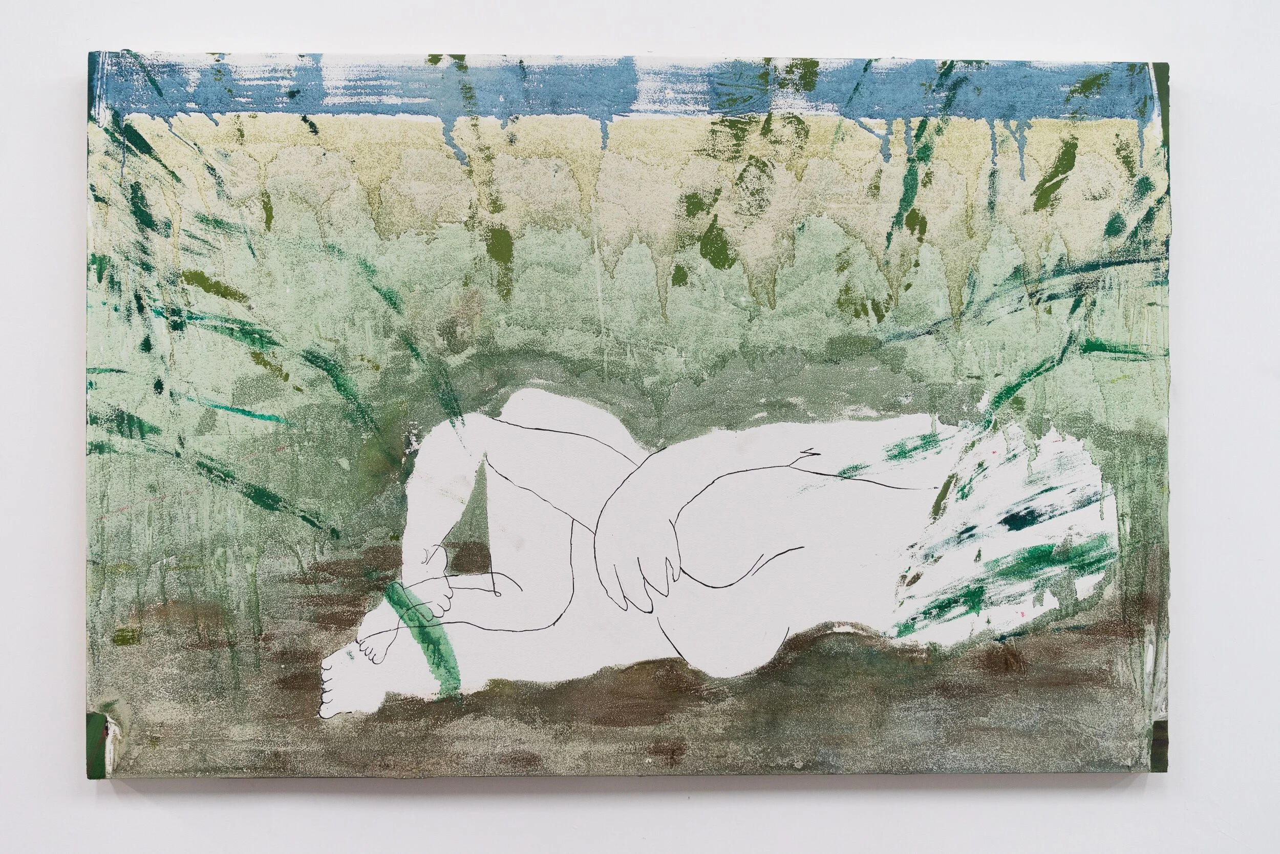 Emilie Gossiaux Blurry Vision (After Making Out) , 2018 Oil paint on drywall 48 x 72 inches 121.9 cm x 182.9 cm