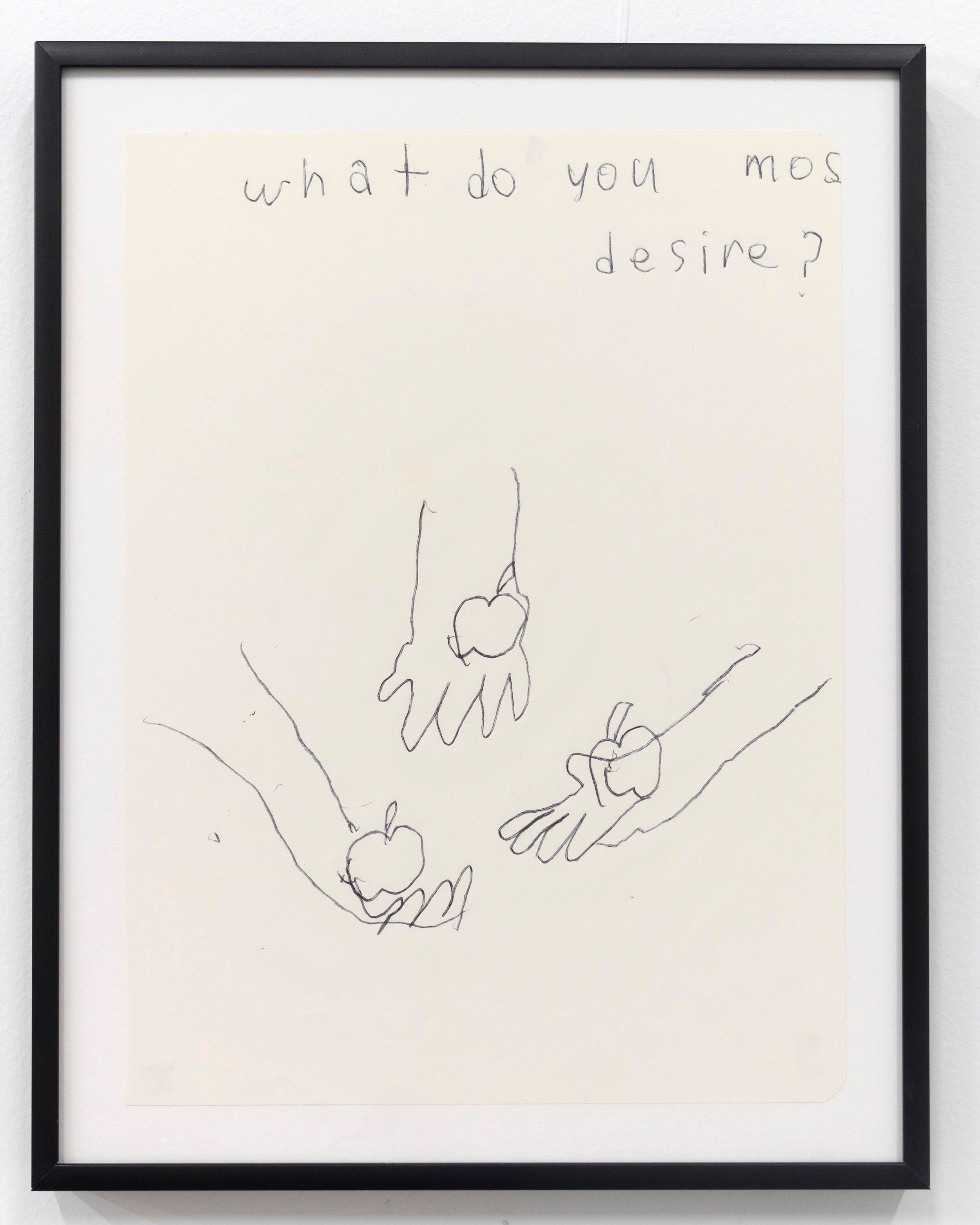   Emilie Gossiaux    What Do You Most Desire , 2018 Ink on newsprint   11 1/2 x 9 1/8 inches 29.2 x 23.2 cm  
