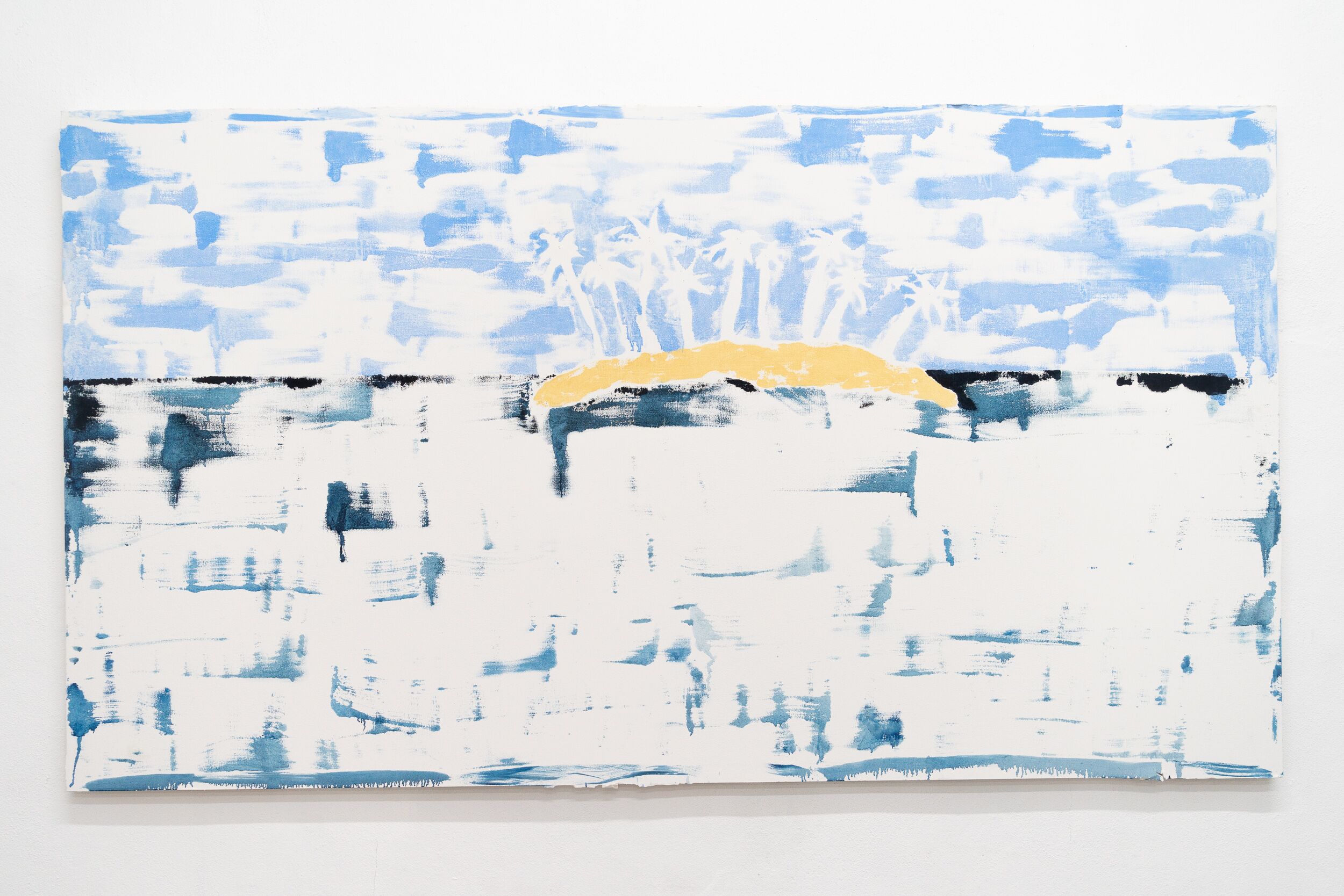  Emilie Gossiaux    Island After Image , 2018 oil paint on drywall   60 x 108 inches 274.3 x 152.4 cm 