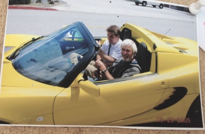 Summer 2005: JB Straubel and Professor Gil Masters, in the Tesla Roadster prototype. Today this picture lives on the bulletin board of Prof. Masters Energy Lab at Stanford University.