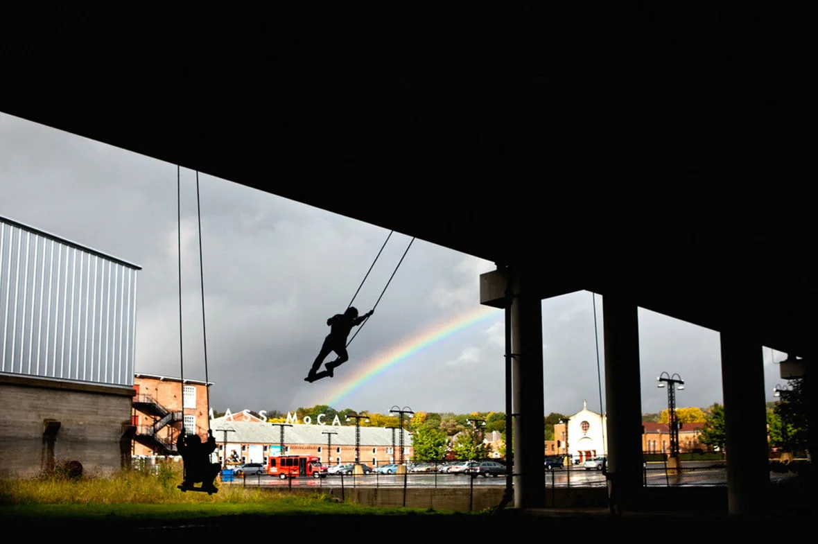 Jane Philbrick, The Expanded Field: "Swings,” Mass MoCA Rt 2 underpass, 2011 (Photo: Tony Cenicola)