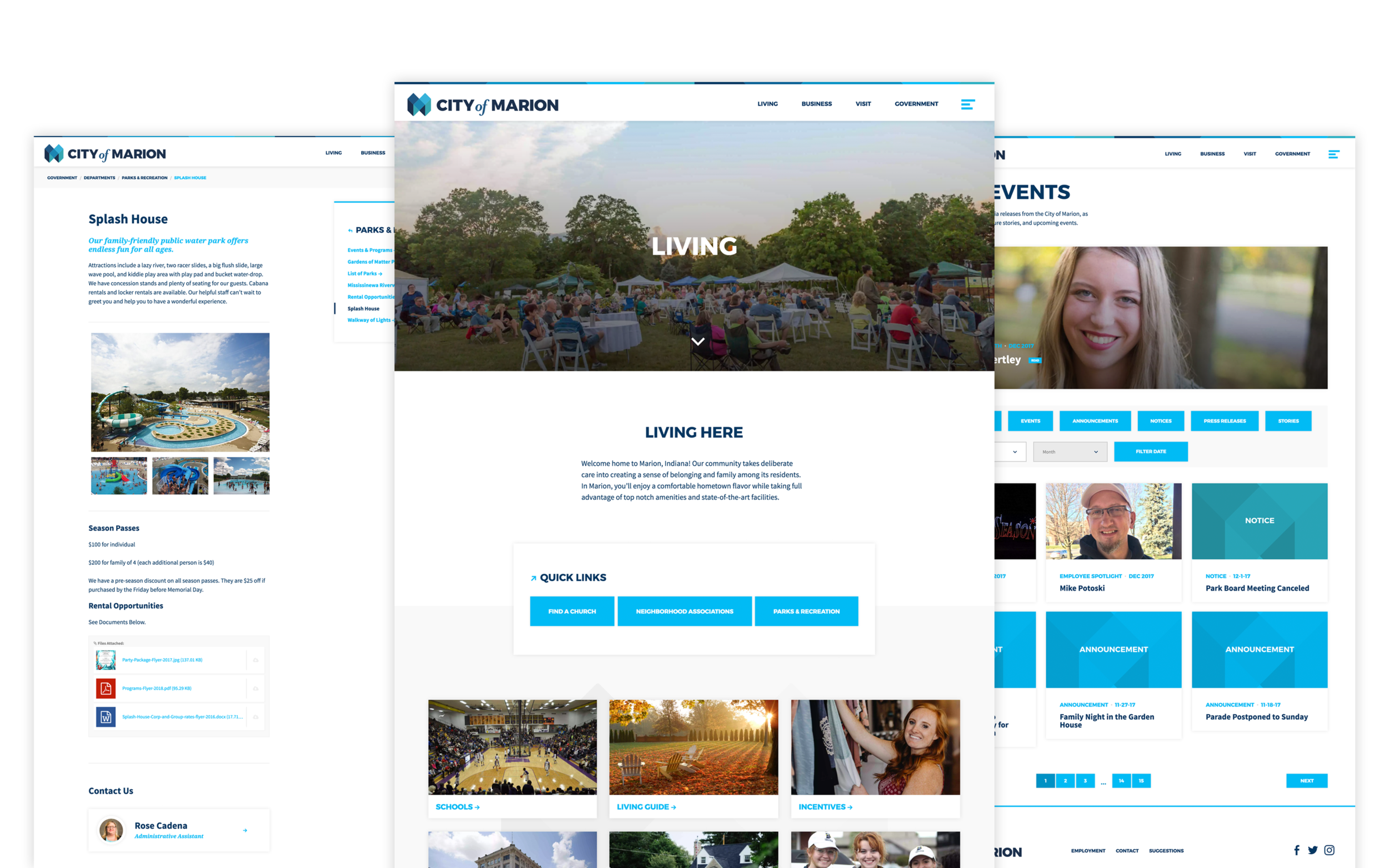 Left to Right : General page, Bucket Template, and News & Events List View.