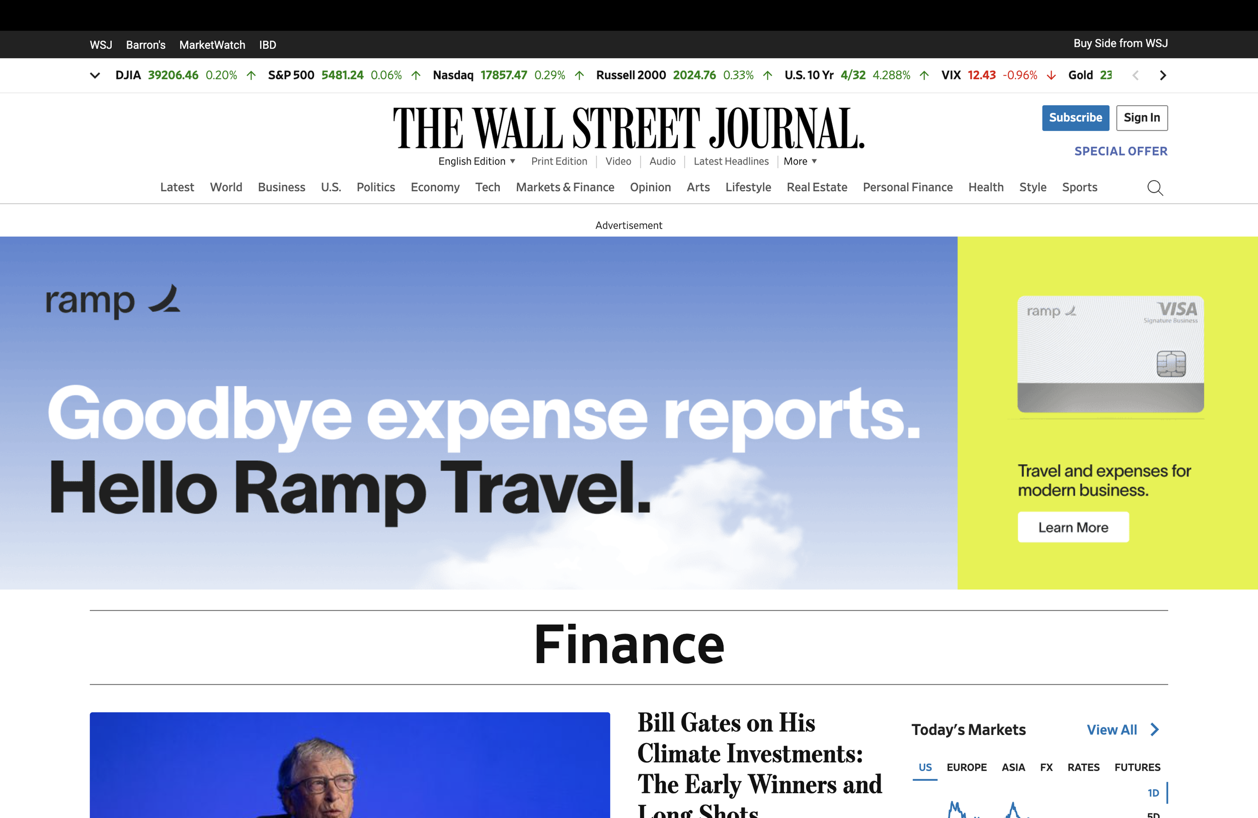  Ramp Travel WSJ Ad  Designed by Mark Weaver 