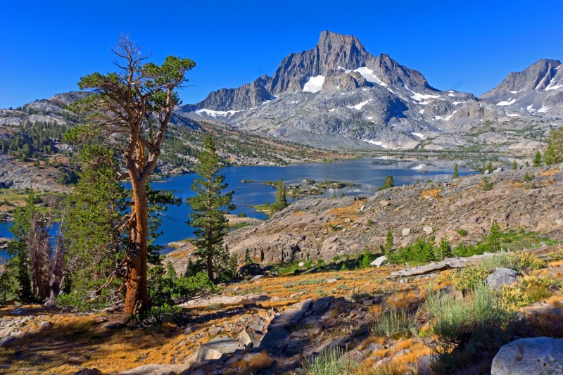 Above: our last look at Thousand Island Lake and Mt. Banner.