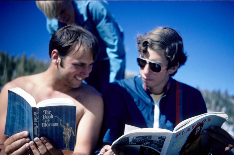 Being literary sorts, we had several books and magazines to read on the trip. Here John borrowed Kevin BOM, but is more interested in Wes' Playboy.