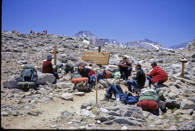 Above: the Mob on Bishop Pass.