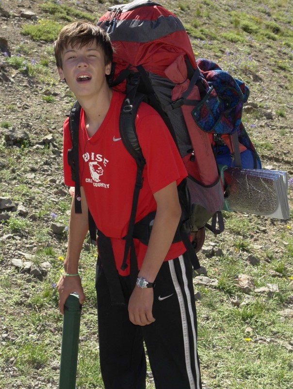 Jim at 15, still with the Gregory pack, in the White Clouds of Idaho