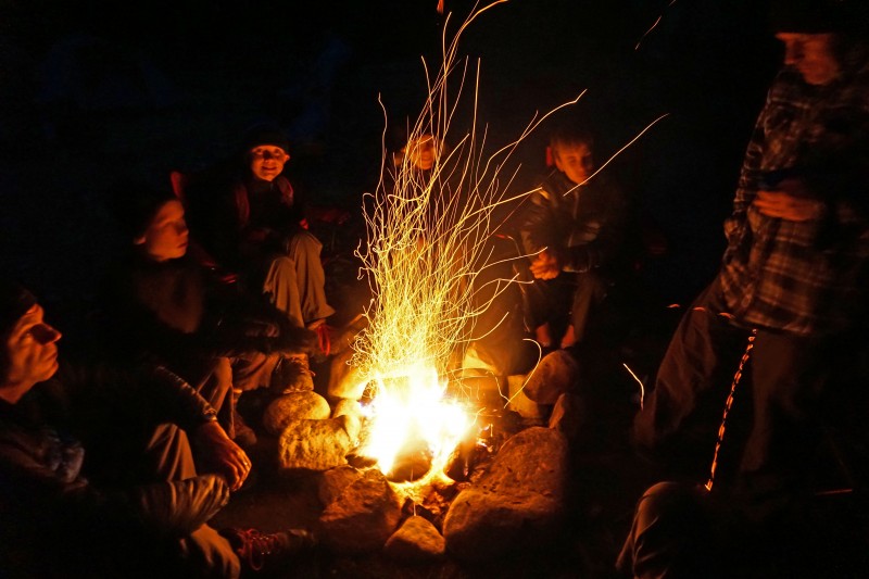 Above: The boys at our fire