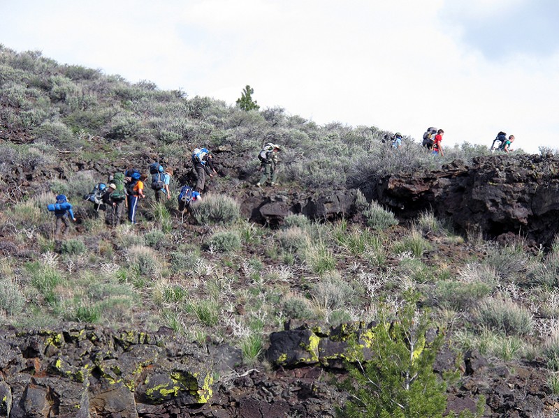 The next morning, the scouts pack up and head out at a rapid clip. I didn't catch up to them till we reached the cars.