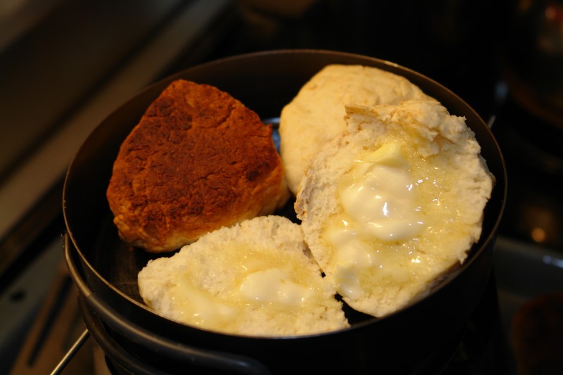 Above are some biscuits made using the simmer ring, plus the Outback Oven and Caldera Cone Ti Tri.