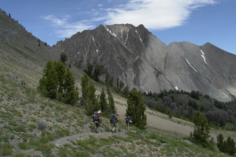 This is a view of Castle Peak as we head into Chamberlain Basin for our 2nd night's camp.