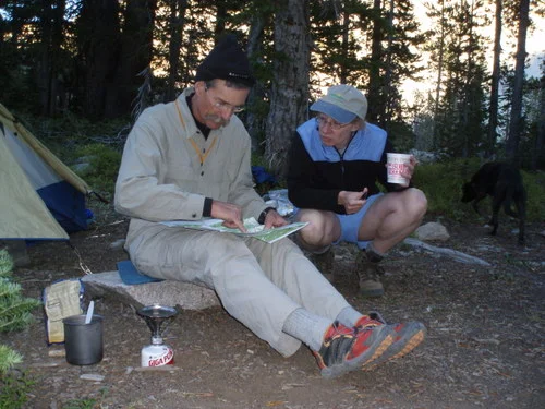 Barb and Bryan study the map.