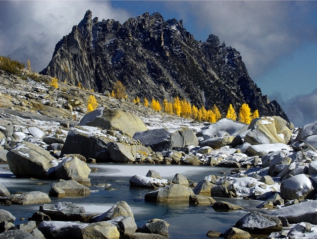 This is a view in the direction of Prussik Peak, a classic peak in the area.