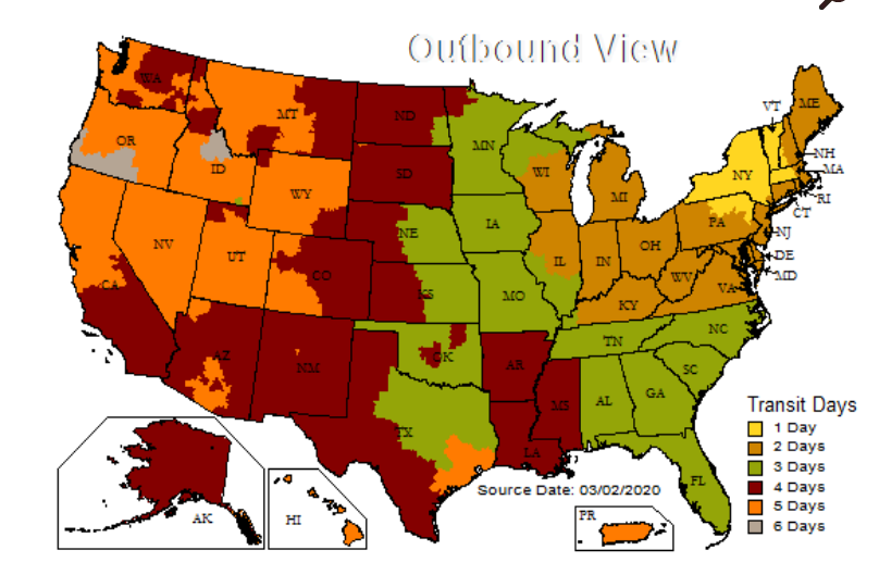 UPS shipping zones