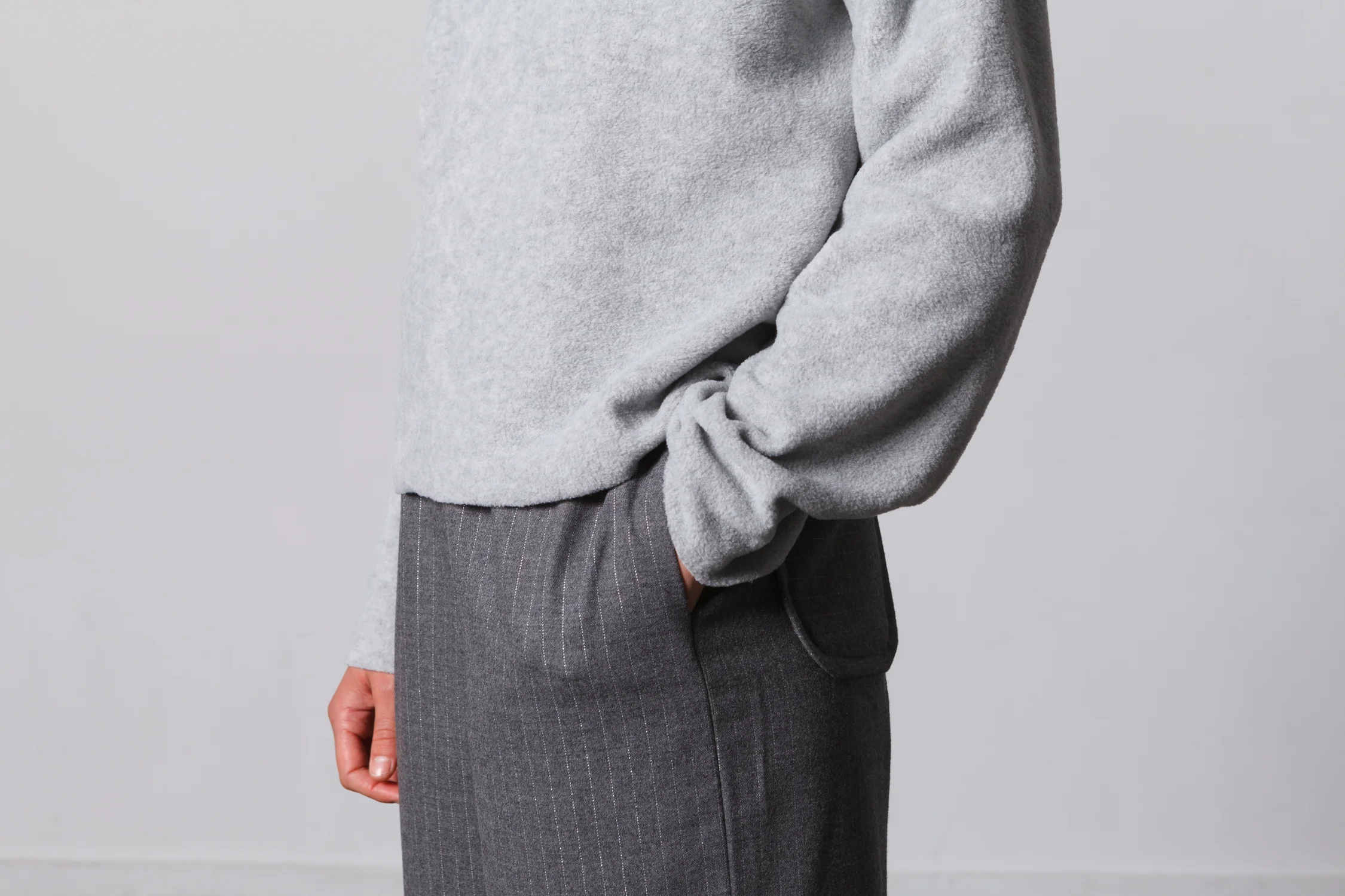 doro grey pin stripe trousers angle close