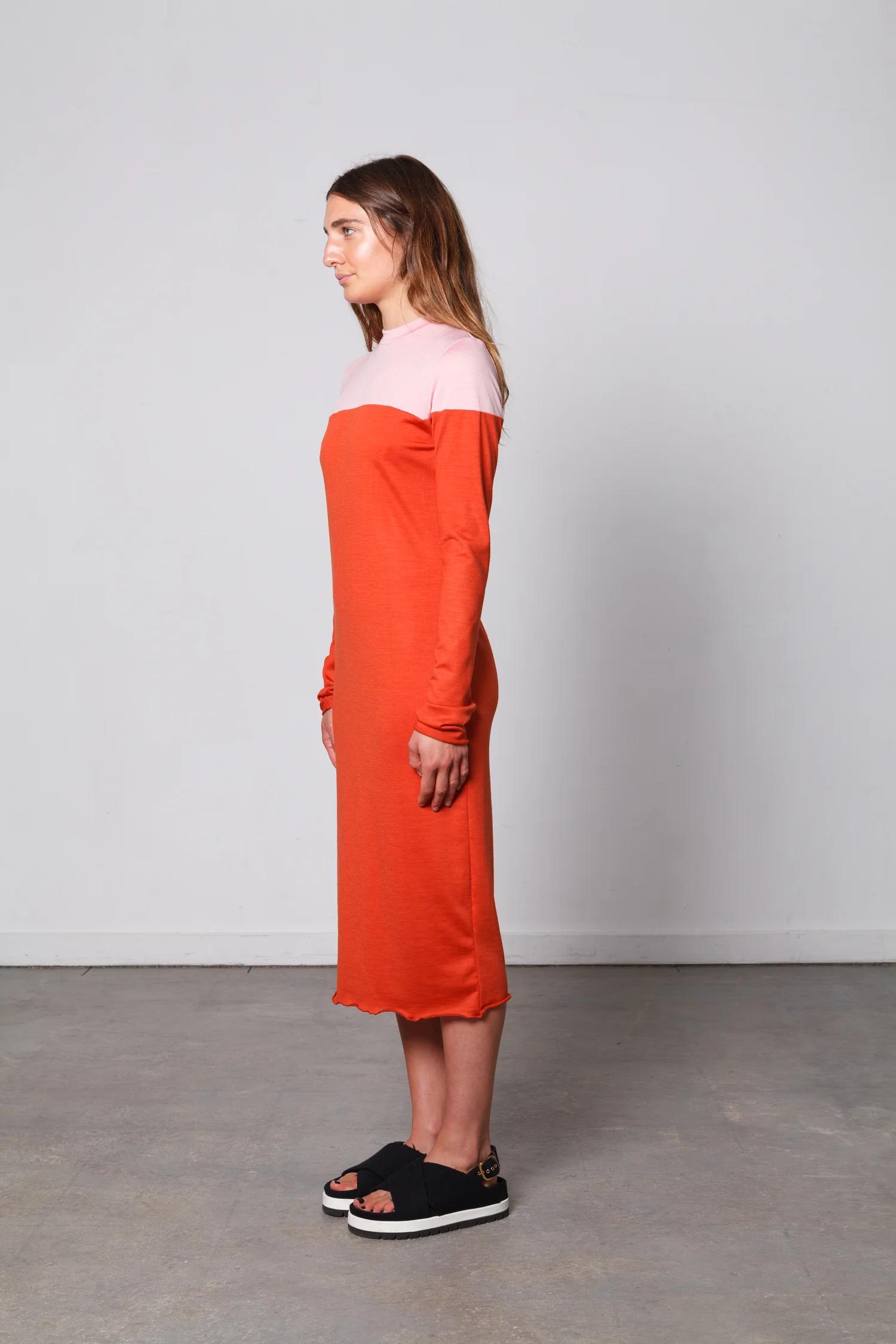 doro orange pink split dress