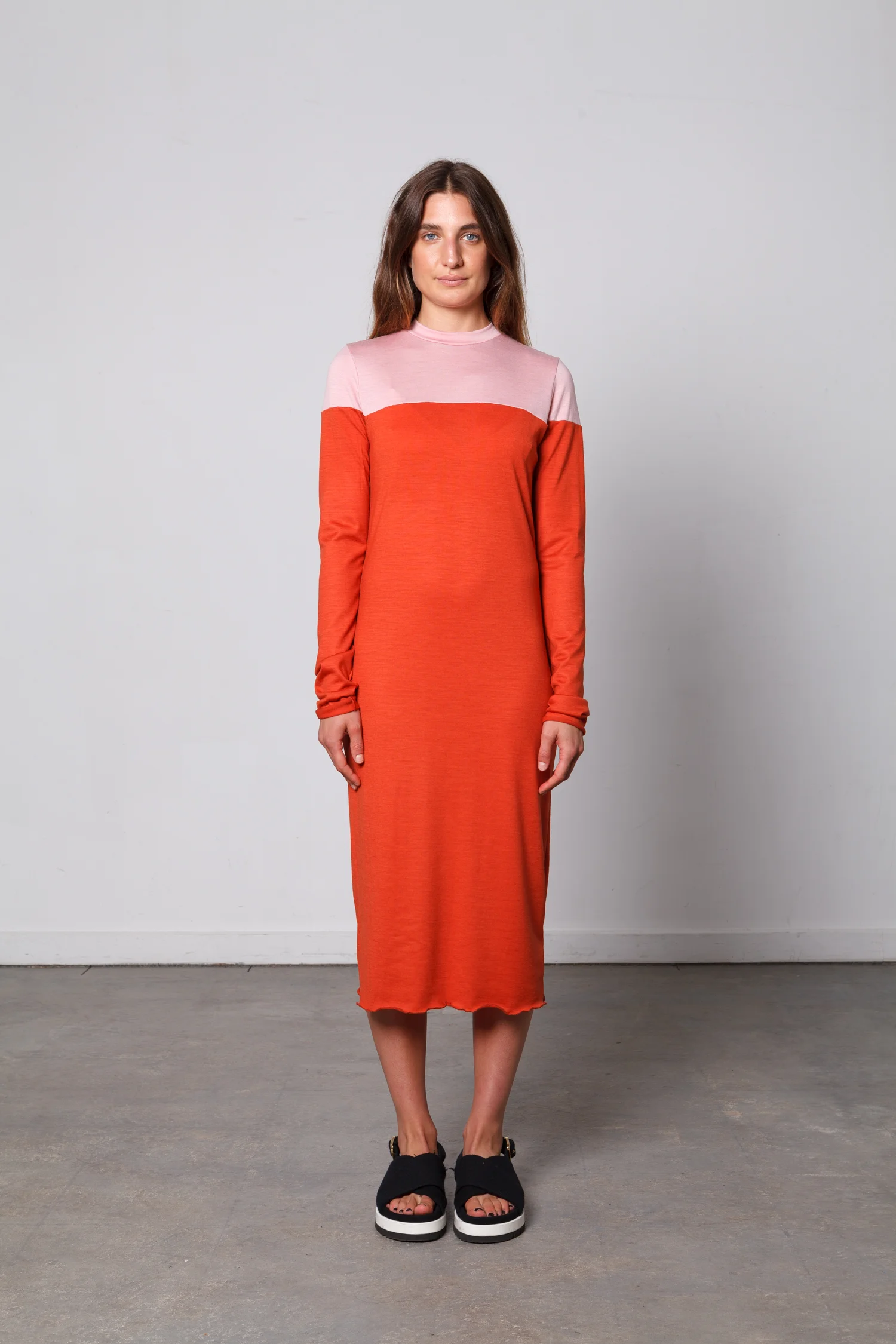 doro orange pink split dress