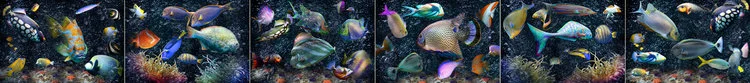 Fish Tank Panorama, 216X24, 6 panels 36X24