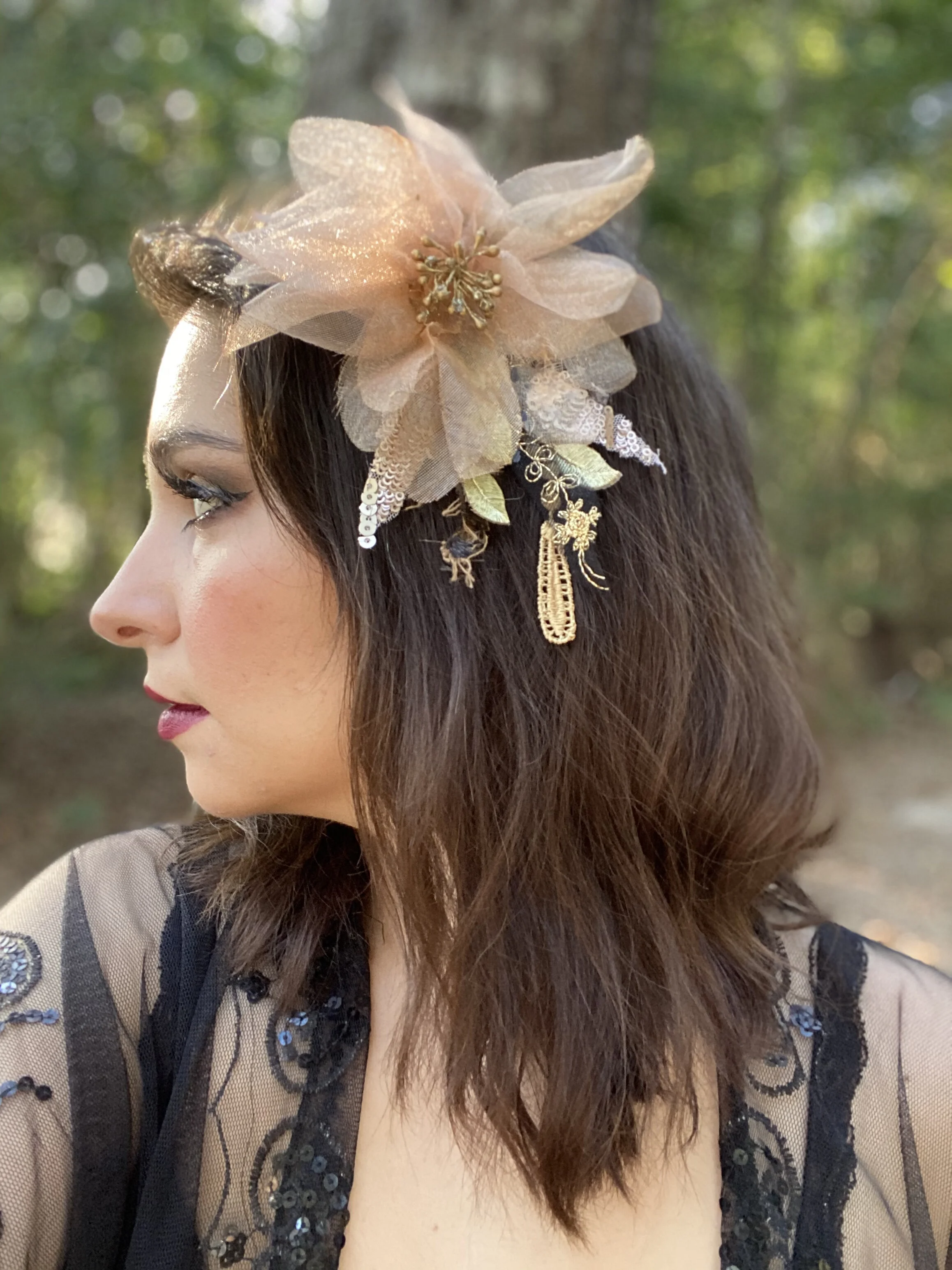 Mesh Lily flower Hair Clip