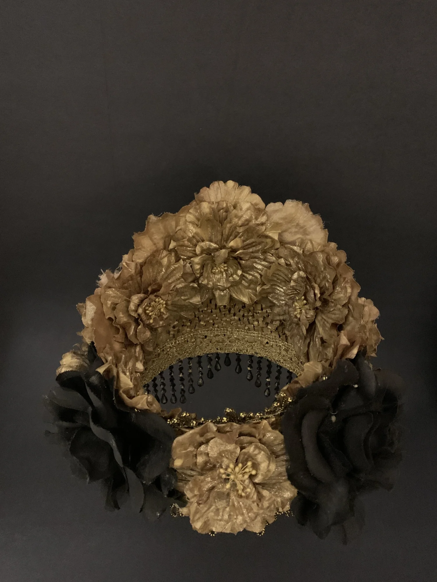 Free People Gold Floral Crown Golden Crescent Moon Floral Crown – CARBICKOVA CROWNS main image 2