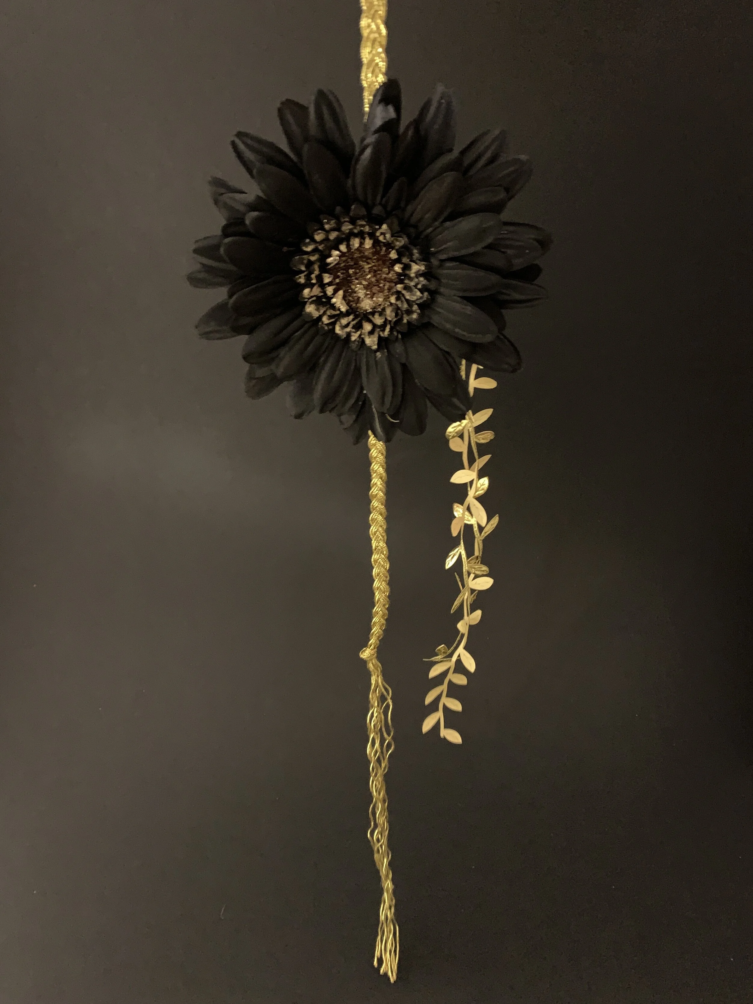 Black - Single-Blossom Crown Head wrap