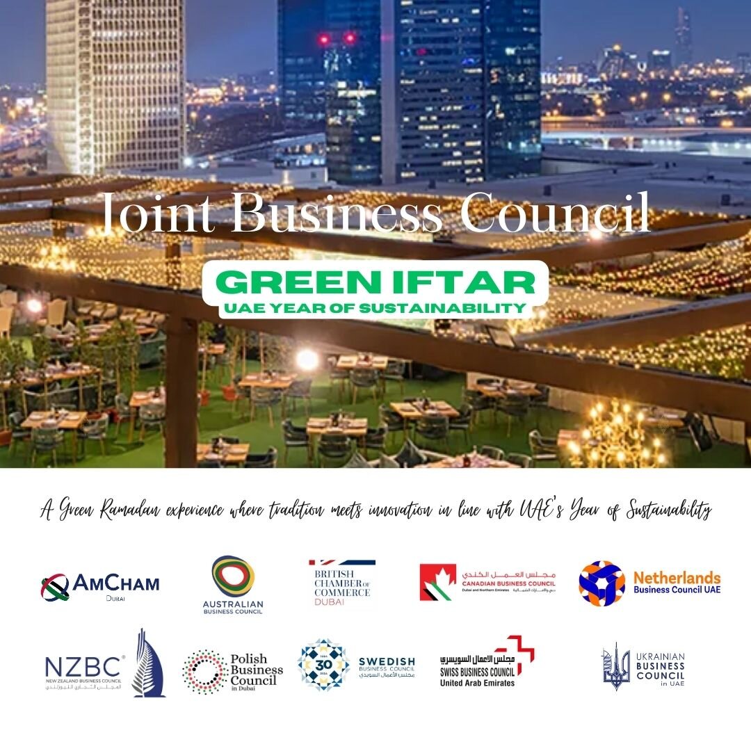 Join us for our Joint Business Council Green Iftar for a &quot;GREEN RAMADAN&quot;!

Experience the fusion of tradition and innovation as we celebrate Ramadan in line with the UAE's Year of Sustainability. Partnering with Hilton's Campaign, we're pro