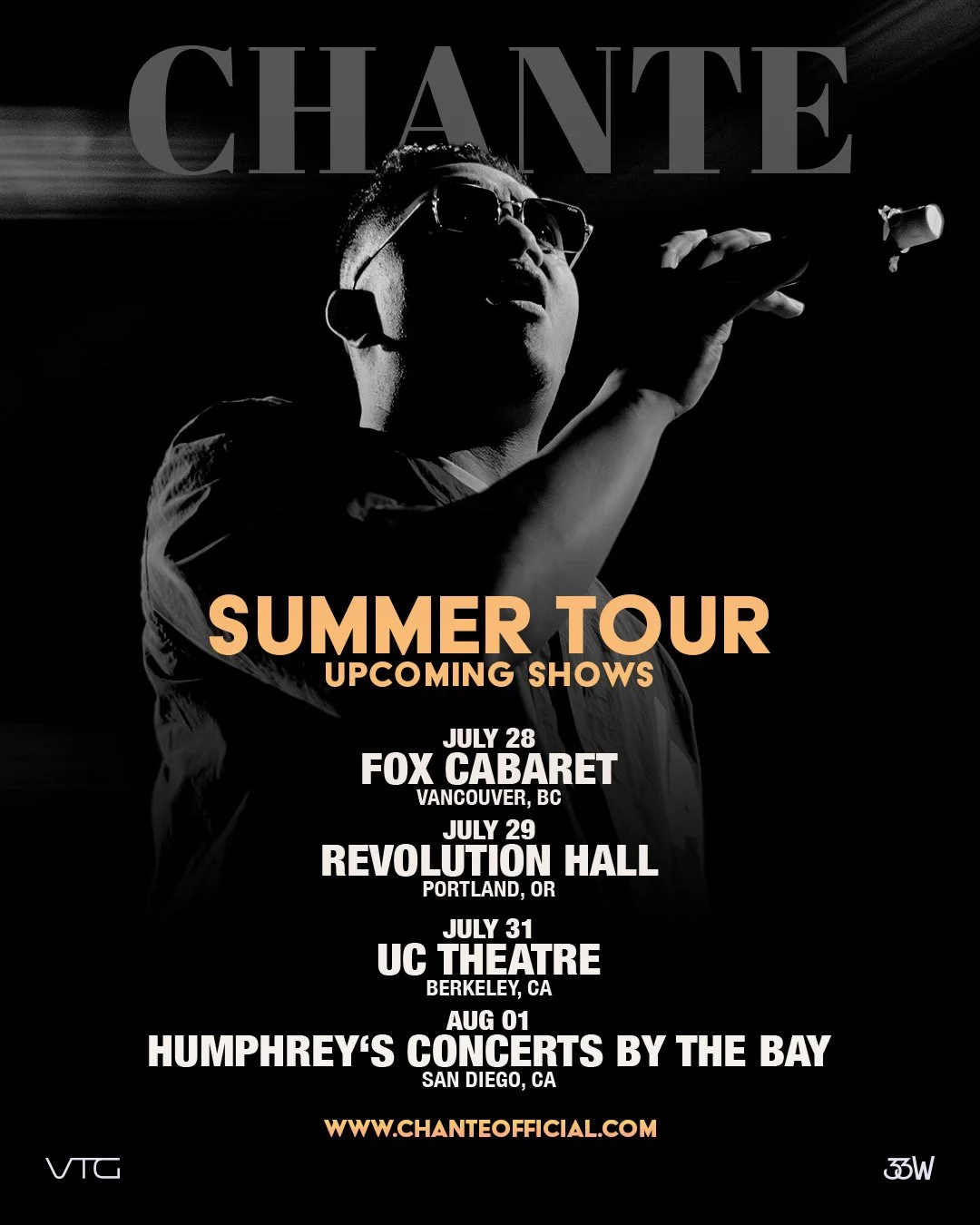 SHOWS THIS WEEK

This week we are hitting the road to Vancouver, Portland, Berkeley, and San Diego. Tickets on my website! 

#SummerTour
#ChanteTourage