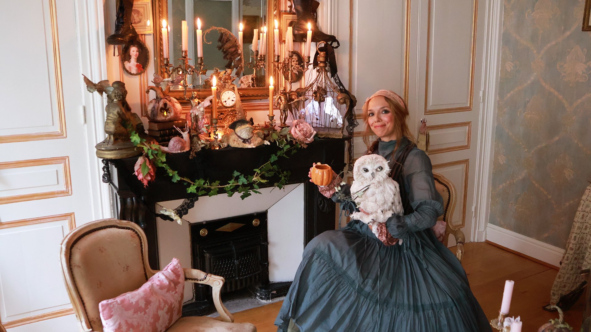 An Elegant and dreamy  Fireplace  for Halloween 