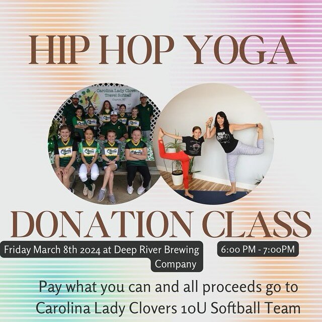 Friday at @deepriverbrewco with @kkbrn !! Help us raise some cash for the local Carolina Lady Clovers team, and you get a yoga class!

All ages welcome. Suggested donation $10 per person. A drink is not included in this fundraiser class but you&rsquo