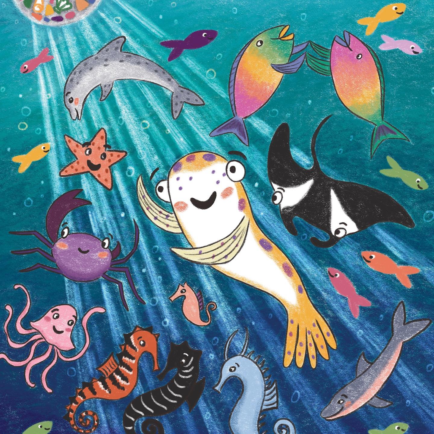 Time to celebrate 🥳🐡📚 Puffy Puffs Up is out today!
📖New picture book about friendship &amp; anxiety 
🐡 Follow the adventures of Puffy, an adorable pufferfish 
🐠🐙🐬🌊 Perfect for ocean lovers 
Illustrated by Emma Carpenter 
Written by Katie For