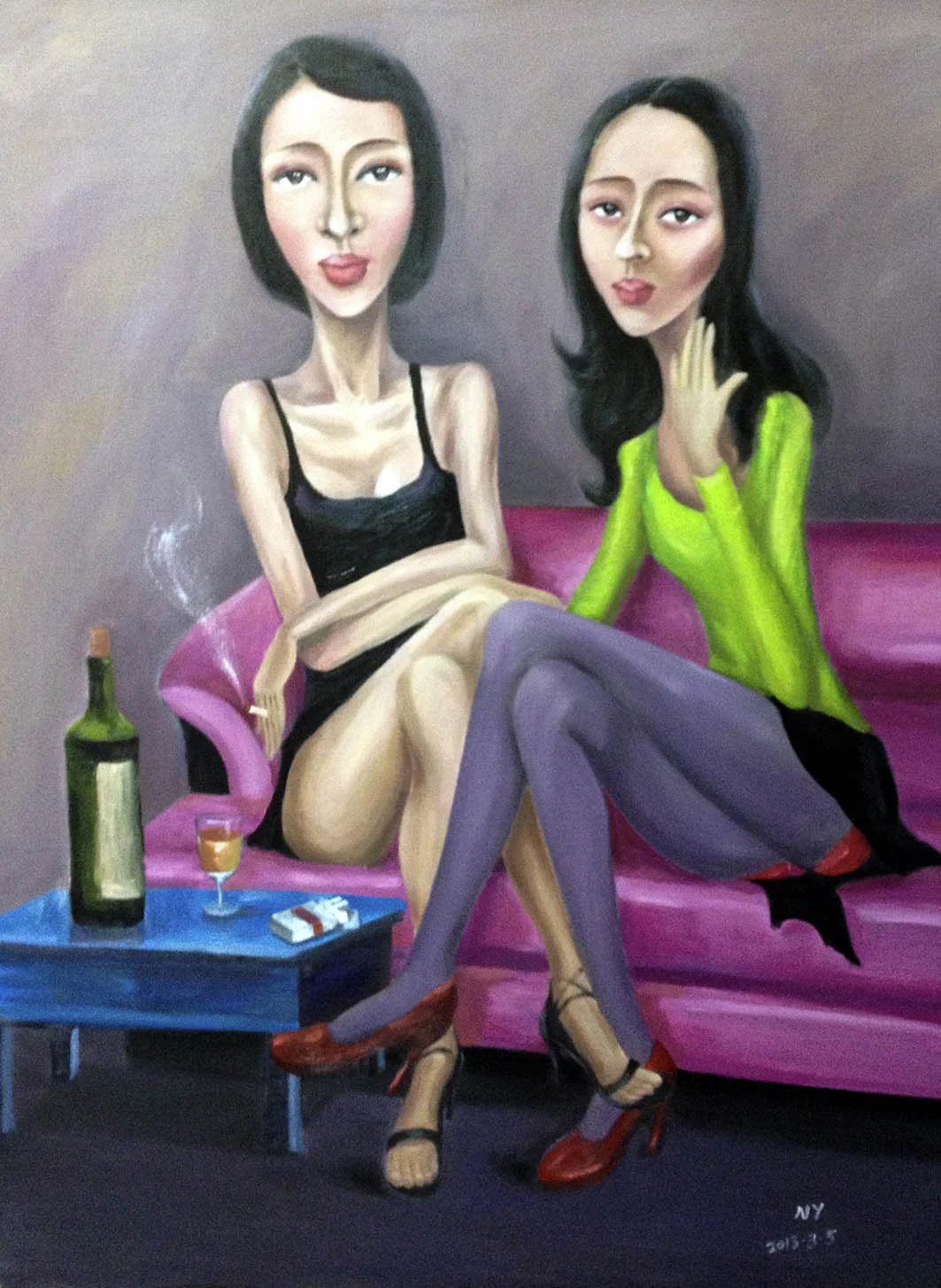 闺蜜之三 800X600 布面油画 2013年.jpg