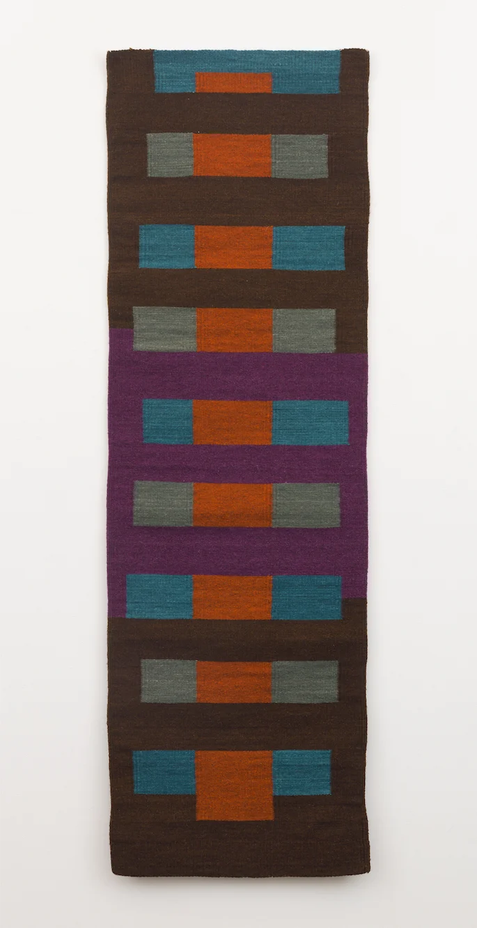   untitled (tapete) , 2016, handy-dyed woven wool, 72" x 22 3/4", woven by Agustin Contreras Lopez 