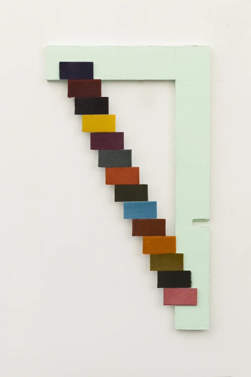   la escalera , 2013, acrylic and fur on wood, 19 1/2" x 11", collection of Nerman Museum of Contemporary Art 