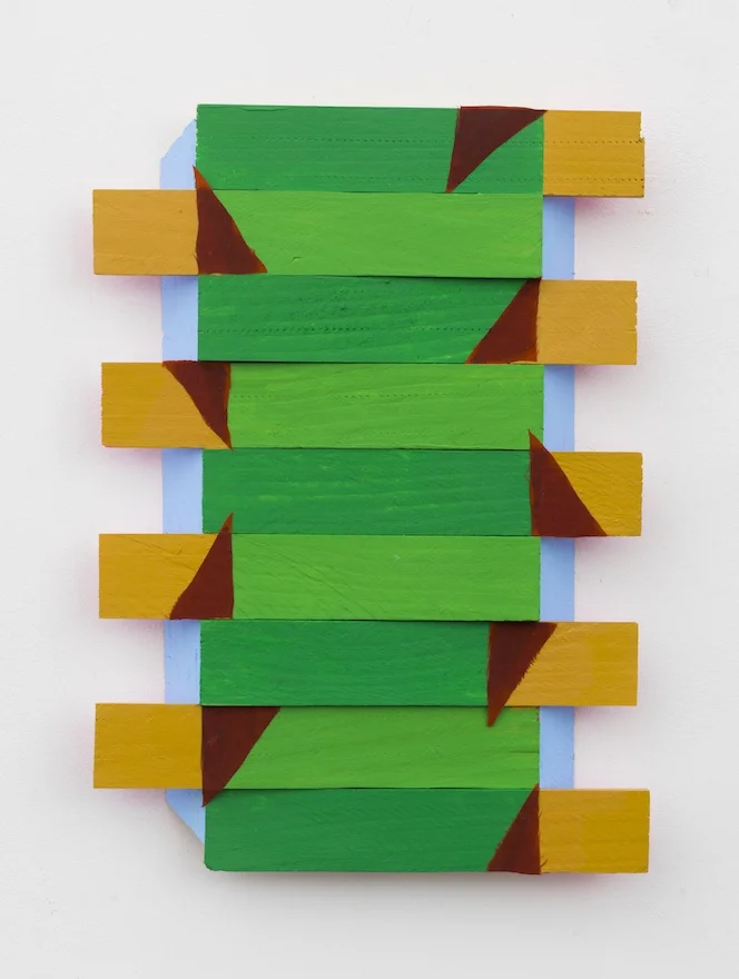   flip-flop , 2013, acrylic and fabric on wood, 13 1/2" x 9 1/2" x 1", collection of the Nerman Museum of Contemporary Art 