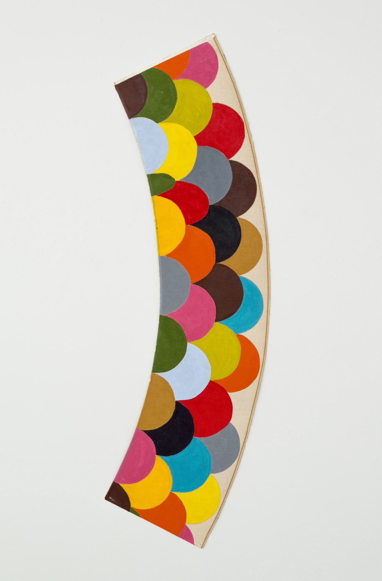   mome raths , 2013, acrylic on lampshade, 49" x 14 1/2" 