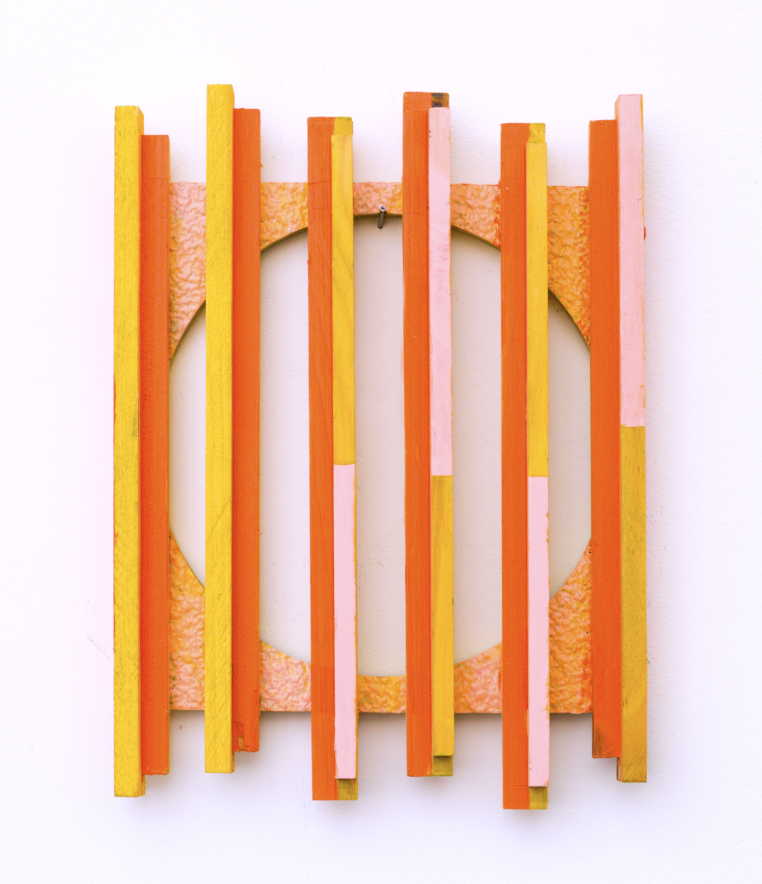   peek a boo , 2012, acrylic on wood and rubber, 10 1/2" x 8", collection of University of Texas Southwestern Medical Center William P. Clements Jr. University Hospital 