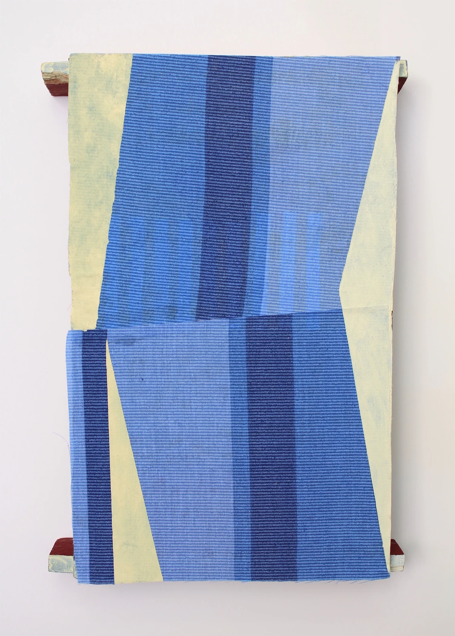   full tilt , 2016, fabric and acrylic on wood, 16" x 11" x 2" 