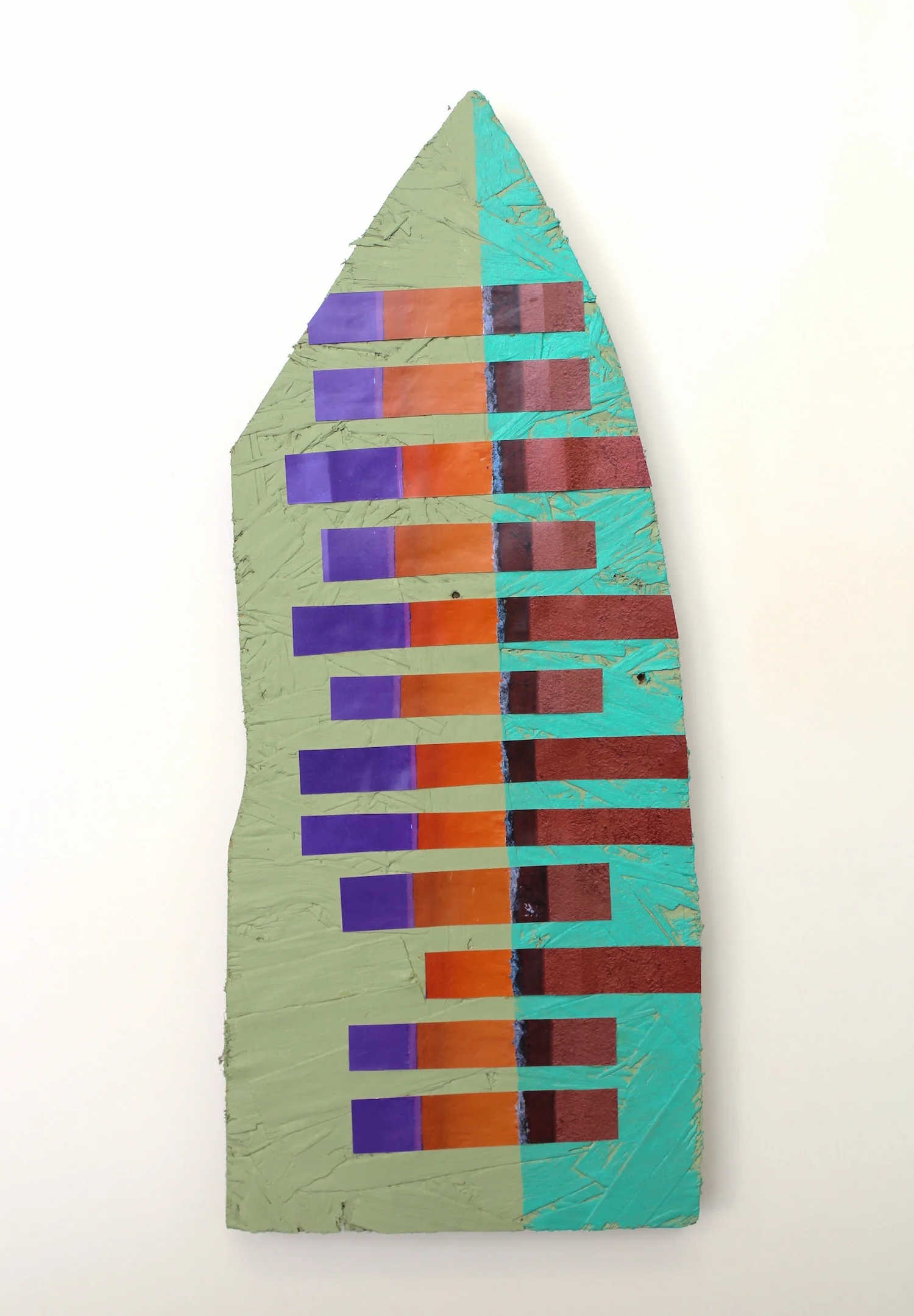   wall weave , 2016, photograph and acrylic on wood, 17" x 7 1/4" x 1" 