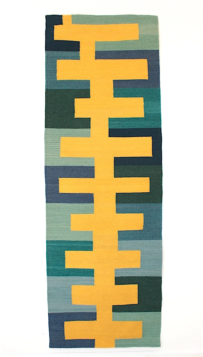   untitled , 2016, hand-dyed woven wool, 76 1/2" x 26", woven by Agustin Contreras Lopez and Licha Gonzalez Ruiz, Teotitlan del Valle, Oaxaca, Mexico 