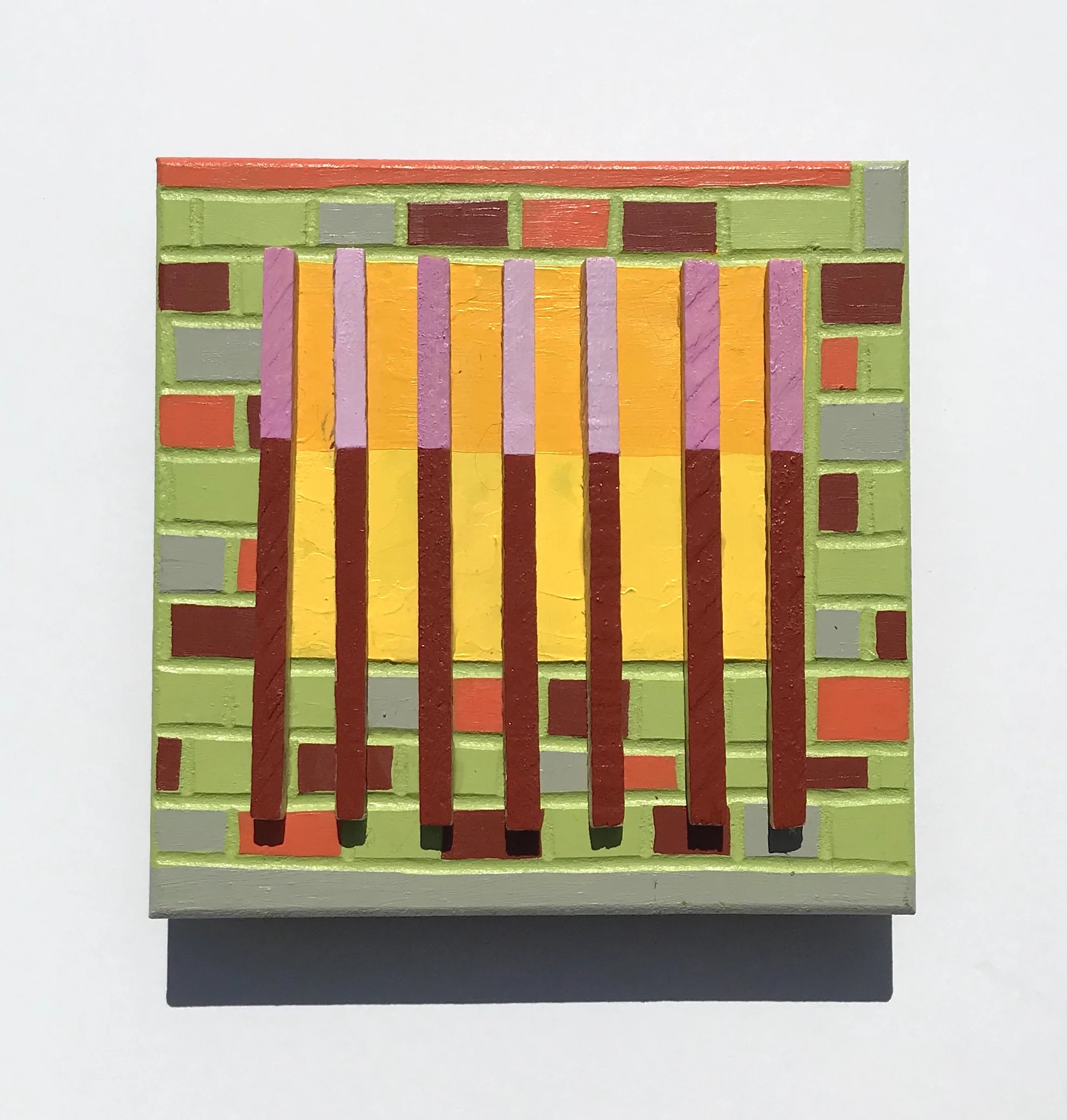   la ventana , 2018, acrylic on wood, 5" x 5" x 1" 