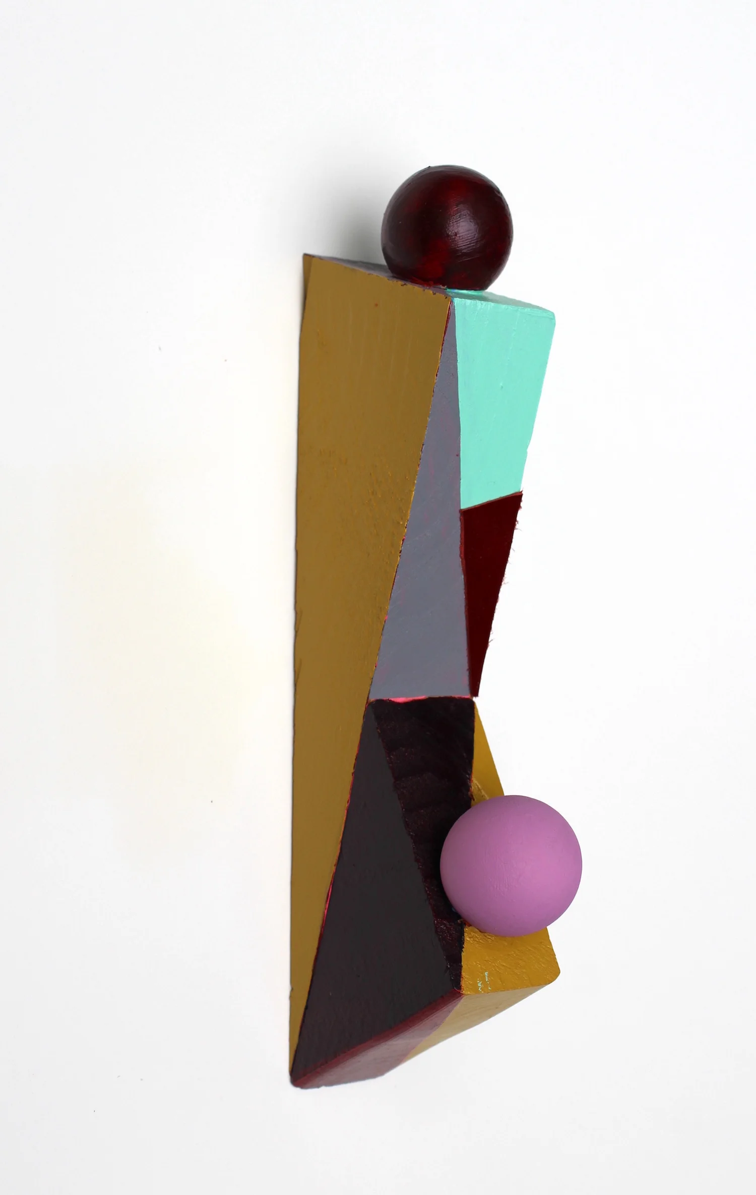 Terk, 2017, acrylic and leather on wood, 10” x 1 ½” x 3”