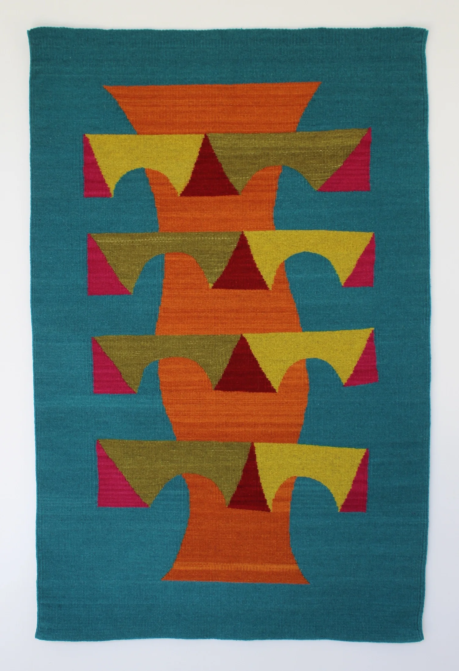rigandih, 2015, hand-dyed woven wool, 60" x 38", woven by Licha Gonzalez Ruiz