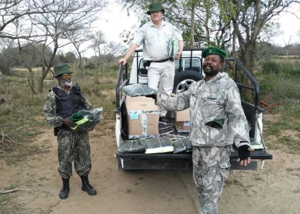 Rangers at Tembe Elephant Park receiving a delivery of uniforms from Wild Tomorrow Fund