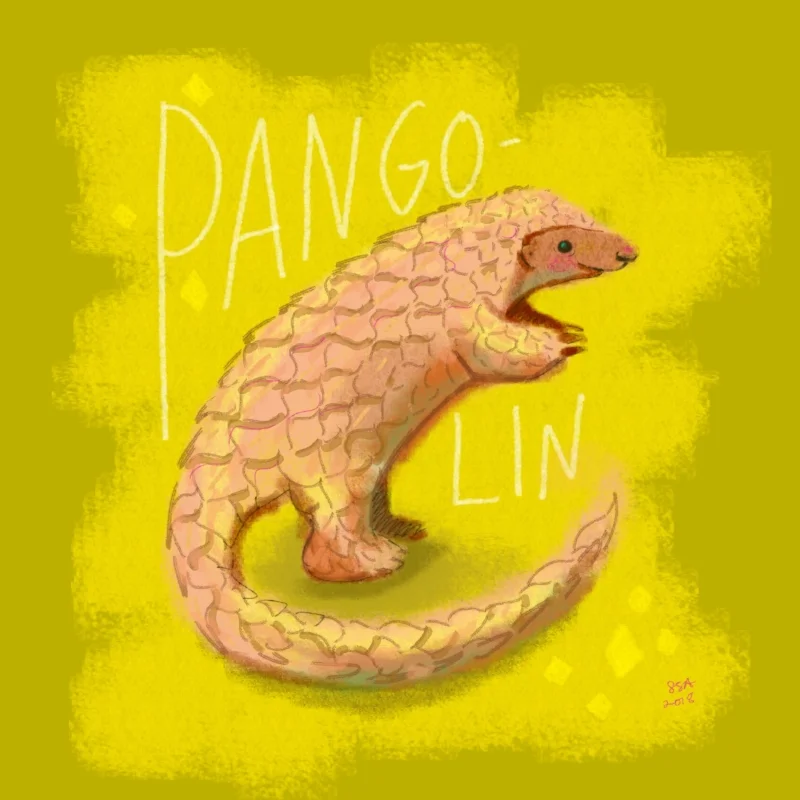 Original Pangolin artwork created by Laurel Scribner Abbott, a graphic designer with the Walt Disney Imagineers.